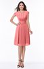 ColsBM Maya Shell Pink Modest A-line Short Sleeve Chiffon Knee Length Sash Plus Size Bridesmaid Dresses