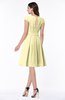 ColsBM Maya Soft Yellow Modest A-line Short Sleeve Chiffon Knee Length Sash Plus Size Bridesmaid Dresses