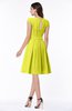 ColsBM Maya Sulphur Spring Modest A-line Short Sleeve Chiffon Knee Length Sash Plus Size Bridesmaid Dresses
