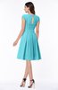 ColsBM Maya Turquoise Modest A-line Short Sleeve Chiffon Knee Length Sash Plus Size Bridesmaid Dresses