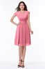 ColsBM Maya Watermelon Modest A-line Short Sleeve Chiffon Knee Length Sash Plus Size Bridesmaid Dresses