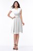 ColsBM Maya White Modest A-line Short Sleeve Chiffon Knee Length Sash Plus Size Bridesmaid Dresses