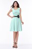 ColsBM Julie Blue Glass Glamorous V-neck Sleeveless Zip up Knee Length Flower Plus Size Bridesmaid Dresses