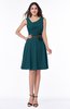 ColsBM Julie Blue Green Glamorous V-neck Sleeveless Zip up Knee Length Flower Plus Size Bridesmaid Dresses