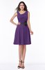 ColsBM Julie Dark Purple Glamorous V-neck Sleeveless Zip up Knee Length Flower Plus Size Bridesmaid Dresses