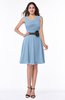 ColsBM Julie Dusty Blue Glamorous V-neck Sleeveless Zip up Knee Length Flower Plus Size Bridesmaid Dresses