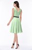 ColsBM Julie Light Green Glamorous V-neck Sleeveless Zip up Knee Length Flower Plus Size Bridesmaid Dresses
