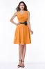 ColsBM Julie Orange Glamorous V-neck Sleeveless Zip up Knee Length Flower Plus Size Bridesmaid Dresses