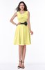 ColsBM Julie Pastel Yellow Glamorous V-neck Sleeveless Zip up Knee Length Flower Plus Size Bridesmaid Dresses