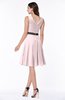 ColsBM Julie Petal Pink Glamorous V-neck Sleeveless Zip up Knee Length Flower Plus Size Bridesmaid Dresses