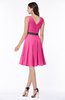 ColsBM Julie Rose Pink Glamorous V-neck Sleeveless Zip up Knee Length Flower Plus Size Bridesmaid Dresses