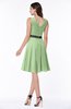ColsBM Julie Sage Green Glamorous V-neck Sleeveless Zip up Knee Length Flower Plus Size Bridesmaid Dresses