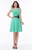 ColsBM Julie Seafoam Green Glamorous V-neck Sleeveless Zip up Knee Length Flower Plus Size Bridesmaid Dresses