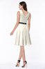 ColsBM Julie Whisper White Glamorous V-neck Sleeveless Zip up Knee Length Flower Plus Size Bridesmaid Dresses