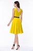 ColsBM Julie Yellow Glamorous V-neck Sleeveless Zip up Knee Length Flower Plus Size Bridesmaid Dresses