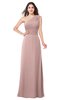 ColsBM Aislinn Blush Pink Modest A-line Sleeveless Half Backless Floor Length Ribbon Plus Size Bridesmaid Dresses