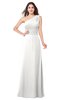 ColsBM Aislinn Cloud White Modest A-line Sleeveless Half Backless Floor Length Ribbon Plus Size Bridesmaid Dresses