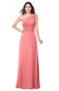 ColsBM Aislinn Shell Pink Modest A-line Sleeveless Half Backless Floor Length Ribbon Plus Size Bridesmaid Dresses