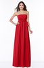 ColsBM Avah Red Modern Strapless Half Backless Chiffon Floor Length Ribbon Plus Size Bridesmaid Dresses