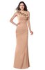 ColsBM Lisa Almost Apricot Sexy Fit-n-Flare Sleeveless Half Backless Chiffon Flower Plus Size Bridesmaid Dresses