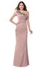 ColsBM Lisa Blush Pink Sexy Fit-n-Flare Sleeveless Half Backless Chiffon Flower Plus Size Bridesmaid Dresses