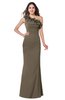 ColsBM Lisa Carafe Brown Sexy Fit-n-Flare Sleeveless Half Backless Chiffon Flower Plus Size Bridesmaid Dresses