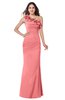 ColsBM Lisa Coral Sexy Fit-n-Flare Sleeveless Half Backless Chiffon Flower Plus Size Bridesmaid Dresses