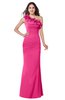 ColsBM Lisa Fandango Pink Sexy Fit-n-Flare Sleeveless Half Backless Chiffon Flower Plus Size Bridesmaid Dresses