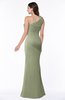 ColsBM Lisa Moss Green Sexy Fit-n-Flare Sleeveless Half Backless Chiffon Flower Plus Size Bridesmaid Dresses