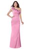 ColsBM Lisa Pink Sexy Fit-n-Flare Sleeveless Half Backless Chiffon Flower Plus Size Bridesmaid Dresses