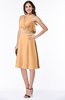 ColsBM Angelica Apricot Classic Lace up Chiffon Knee Length Beaded Plus Size Bridesmaid Dresses
