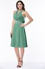 ColsBM Angelica Beryl Green Classic Lace up Chiffon Knee Length Beaded Plus Size Bridesmaid Dresses