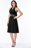 ColsBM Angelica Black Classic Lace up Chiffon Knee Length Beaded Plus Size Bridesmaid Dresses