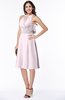 ColsBM Angelica Blush Classic Lace up Chiffon Knee Length Beaded Plus Size Bridesmaid Dresses