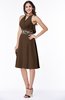 ColsBM Angelica Chocolate Brown Classic Lace up Chiffon Knee Length Beaded Plus Size Bridesmaid Dresses