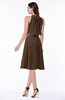 ColsBM Angelica Chocolate Brown Classic Lace up Chiffon Knee Length Beaded Plus Size Bridesmaid Dresses