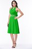 ColsBM Angelica Classic Green Classic Lace up Chiffon Knee Length Beaded Plus Size Bridesmaid Dresses