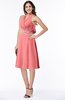 ColsBM Angelica Coral Classic Lace up Chiffon Knee Length Beaded Plus Size Bridesmaid Dresses