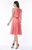 ColsBM Angelica Coral Classic Lace up Chiffon Knee Length Beaded Plus Size Bridesmaid Dresses