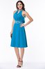 ColsBM Angelica Cornflower Blue Classic Lace up Chiffon Knee Length Beaded Plus Size Bridesmaid Dresses