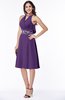 ColsBM Angelica Dark Purple Classic Lace up Chiffon Knee Length Beaded Plus Size Bridesmaid Dresses