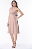ColsBM Angelica Dusty Rose Classic Lace up Chiffon Knee Length Beaded Plus Size Bridesmaid Dresses
