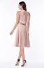ColsBM Angelica Dusty Rose Classic Lace up Chiffon Knee Length Beaded Plus Size Bridesmaid Dresses