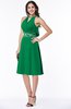 ColsBM Angelica Green Classic Lace up Chiffon Knee Length Beaded Plus Size Bridesmaid Dresses