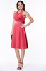 ColsBM Angelica Guava Classic Lace up Chiffon Knee Length Beaded Plus Size Bridesmaid Dresses