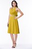 ColsBM Angelica Lemon Curry Classic Lace up Chiffon Knee Length Beaded Plus Size Bridesmaid Dresses