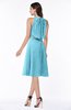 ColsBM Angelica Light Blue Classic Lace up Chiffon Knee Length Beaded Plus Size Bridesmaid Dresses