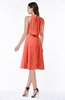 ColsBM Angelica Living Coral Classic Lace up Chiffon Knee Length Beaded Plus Size Bridesmaid Dresses