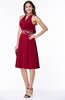 ColsBM Angelica Maroon Classic Lace up Chiffon Knee Length Beaded Plus Size Bridesmaid Dresses
