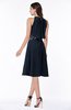 ColsBM Angelica Navy Blue Classic Lace up Chiffon Knee Length Beaded Plus Size Bridesmaid Dresses